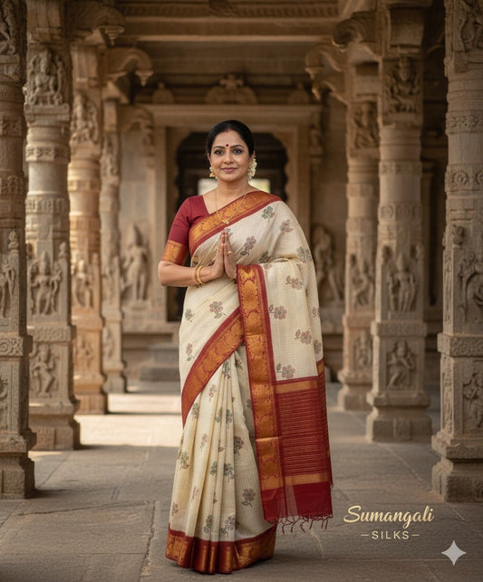 Zari border checked sumangali silks