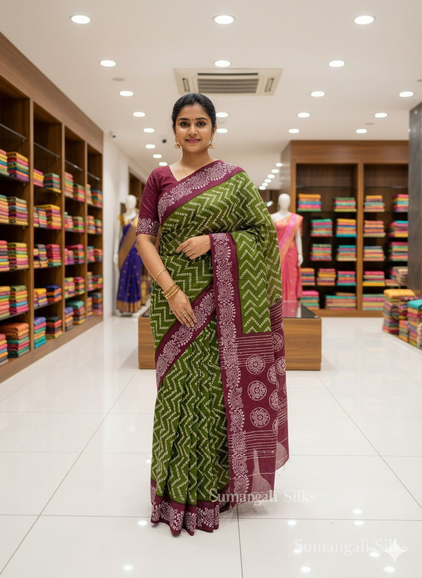 Zari border plain body sumangali silks