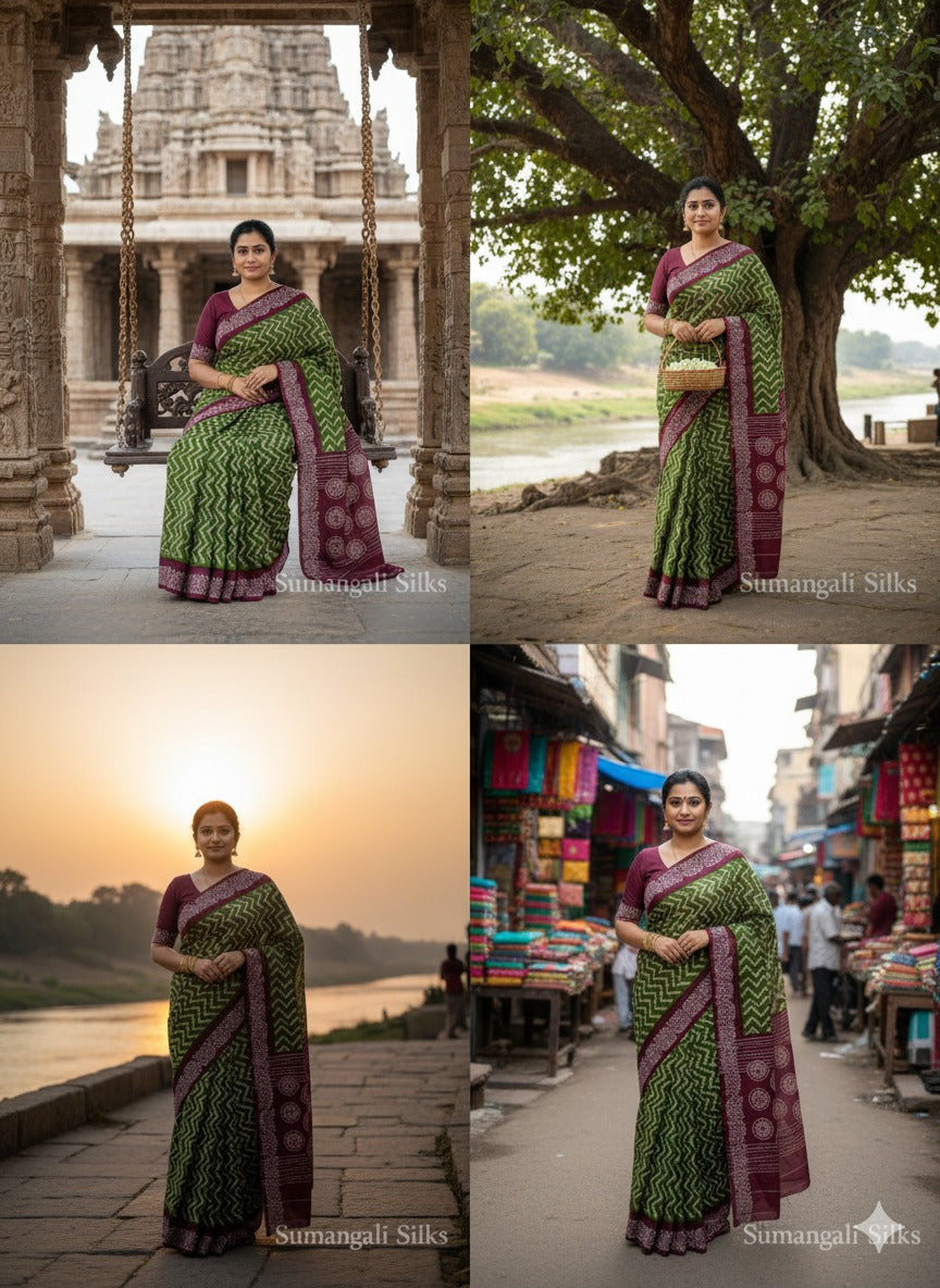 Zari border plain body sumangali silks