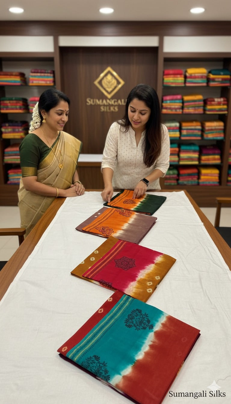 Zari border plain body sumangali silks