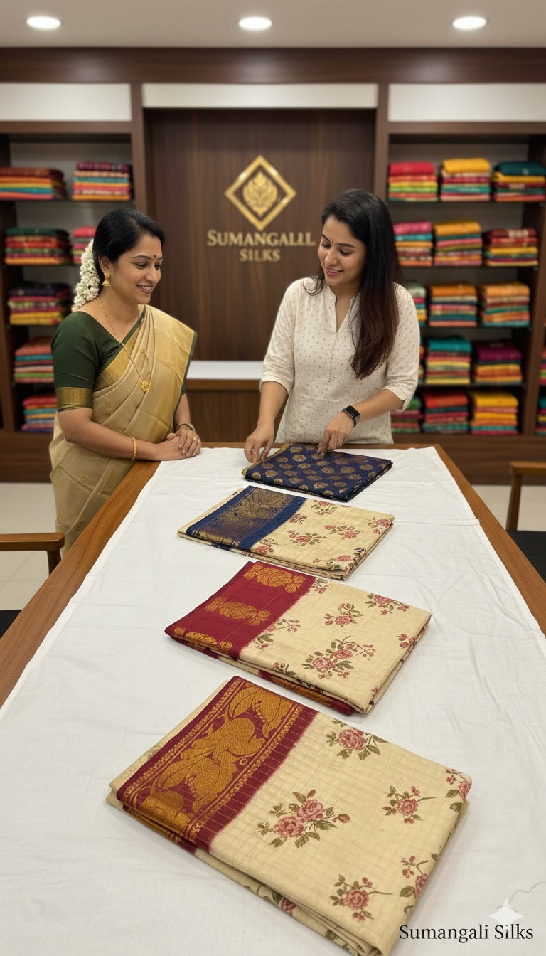Zari border checked sumangali silks